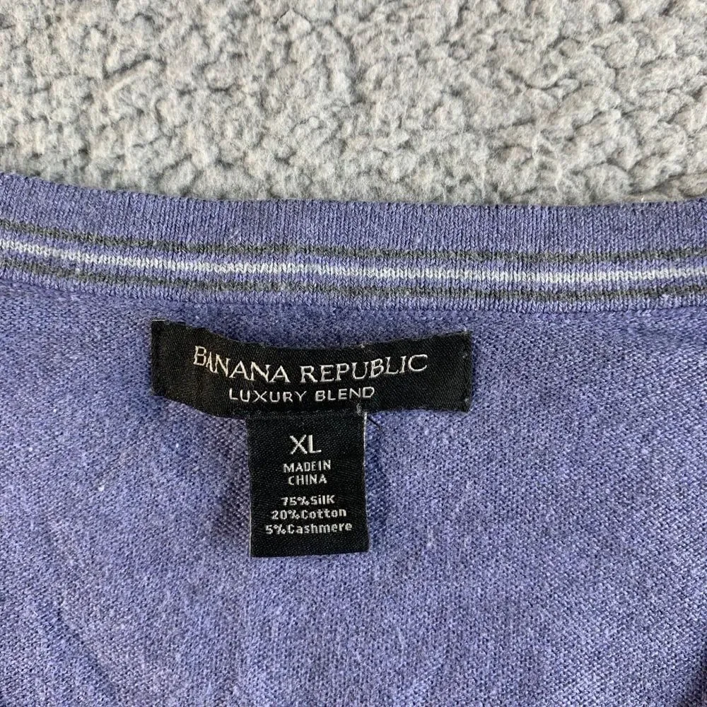 Banana‎ Republic Sweater Mens XL Purple Luxury Blend Silk Cashmere Pullover
